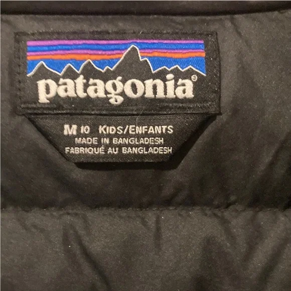 Patagonia Kids' Recycled Down Sweater Puffer Coat Jacket Black Size M 10 - Picture 4 of 5